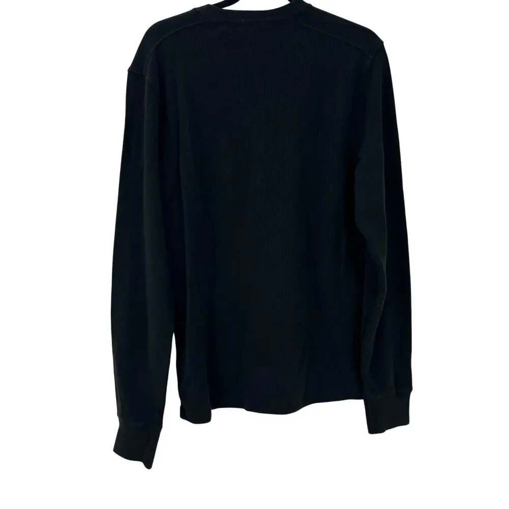 J. Crew Men's Oarsman Jacquard Rib-knit Henley Shirt Black Size Medium NWT